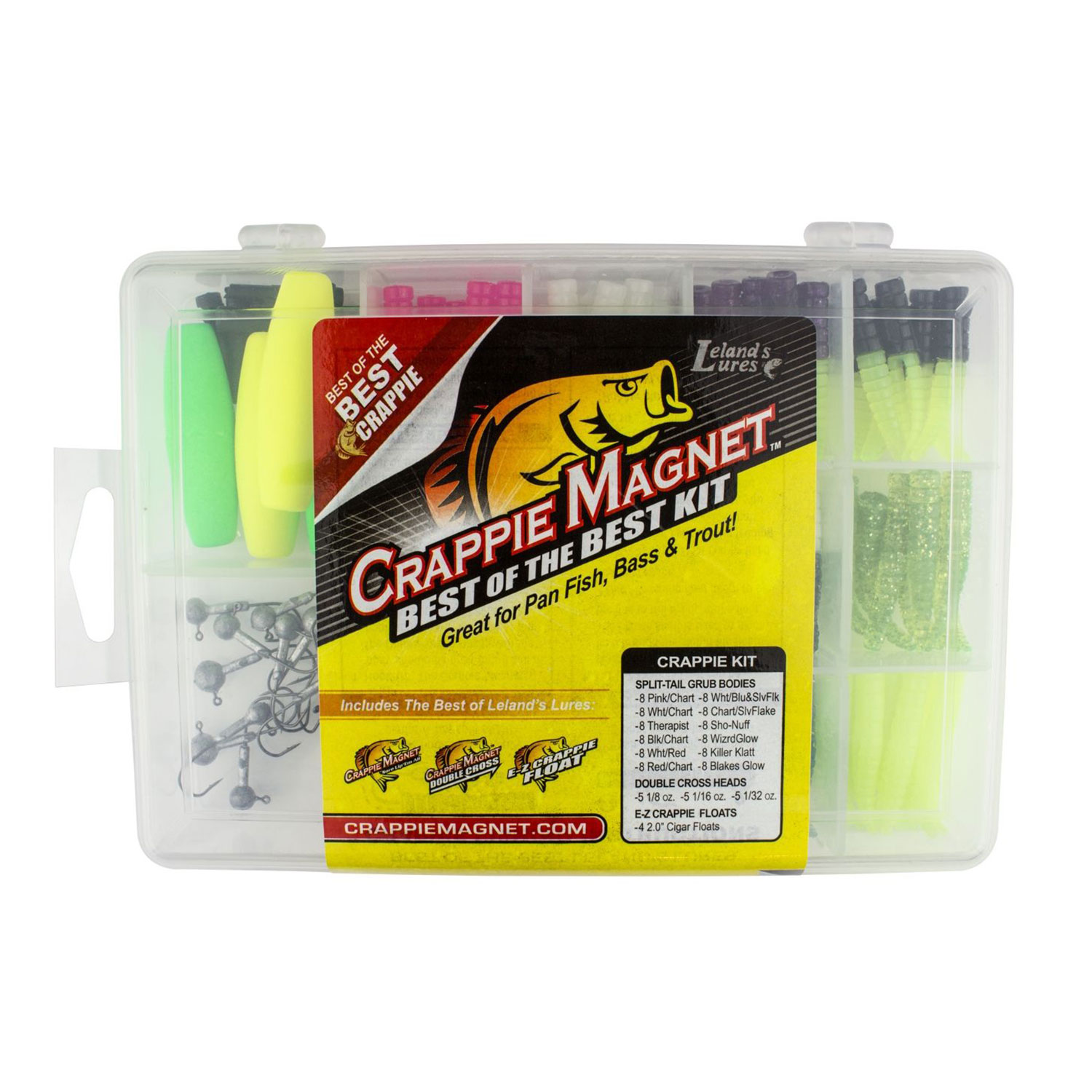 Crappie Magnet Tackle Pack Kit - Fishing Lures, Jig Hooks, Split Shots -  Designed to Catch Any Fish Including Bass, Crappie, Trout and More -  Portable