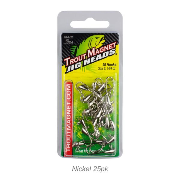 25 Pk Leland's Trout Magnet Jig Head Fishing Lures 1/64 Oz Size 8 Hooks -  Nickel