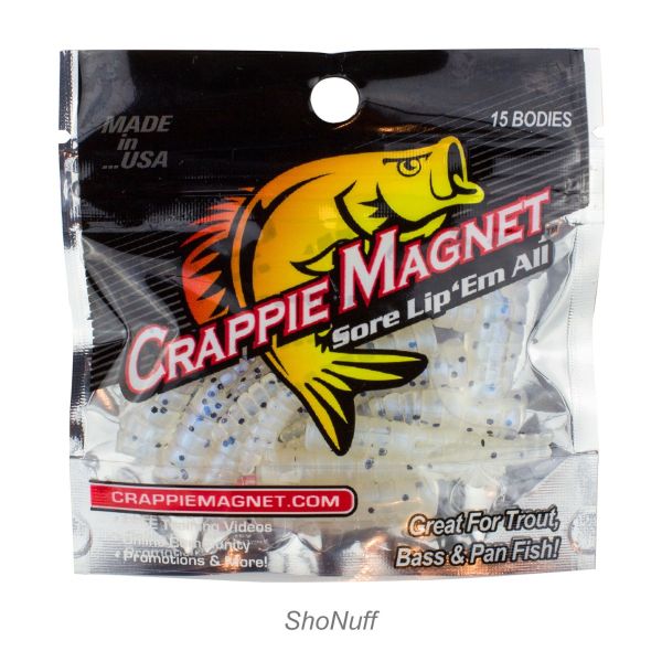 CRAPPIE MAGNET 87257 Fishing Lure, Soft, Bass, Panfish, Trout, Plastic,  Black Flake/ShoNuff Pearl Lure D&B Supply