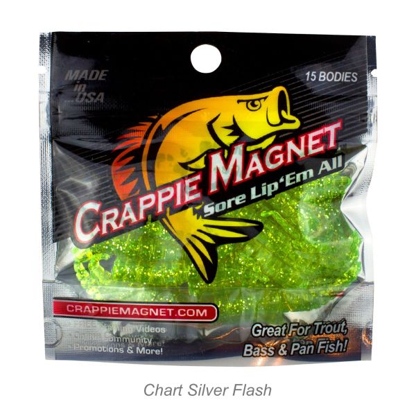 Crappie Magnet 15pc Body Pack-Chartreuse w/ Silver Flash