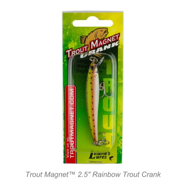 Trout Magnet 2.5 Trout Crank Top Water Fishing Bait, Runs 2-4 Feet Depth,  With Small Rattles For High Effectiveness, Great Fishing Lure For