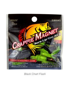 Crappie Magnet 15pc Body Pack-Black/Chartreuse Flash